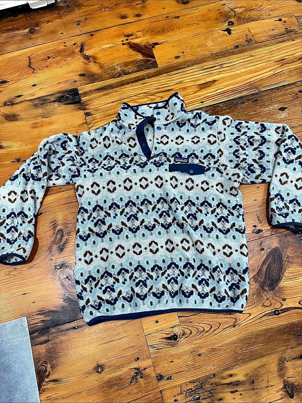 Patagonia Lightweight Synchilla Snap-T Pullover Blue & Brown Large